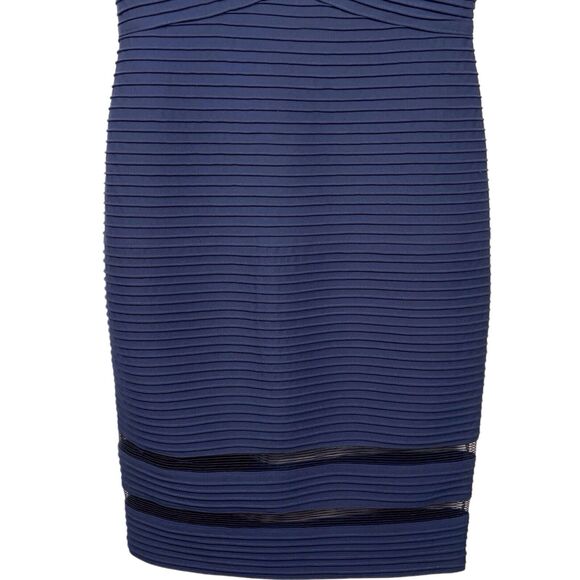 NWT Tadashi Shoji Amata Pintuck Jersey Dress Size Small Knee Length V-Neck Navy - Picture 8 of 14